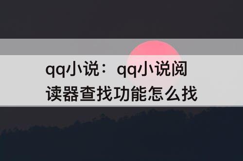 qq小说：qq小说阅读器查找功能怎么找