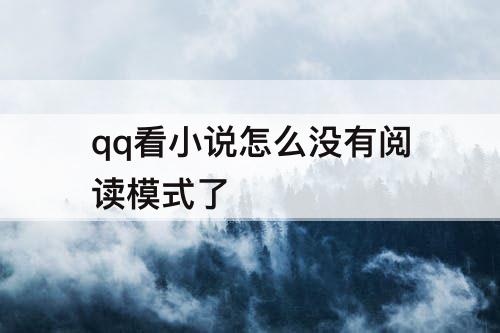 qq看小说怎么没有阅读模式了