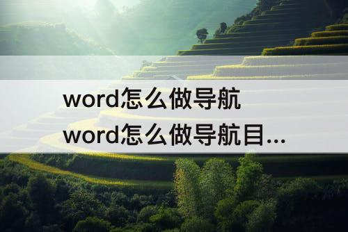 word怎么做导航 word怎么做导航目录