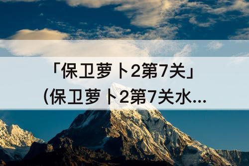 「保卫萝卜2第7关」(保卫萝卜2第7关水晶萝卜攻略)