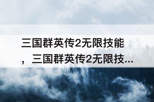 三国群英传2无限技能，三国群英传2无限技能怎么激活