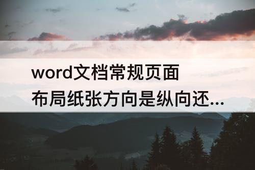 word文档常规页面布局纸张方向是纵向还是横向