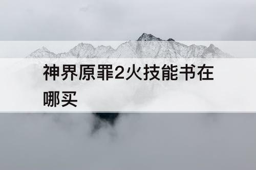 神界原罪2火技能书在哪买