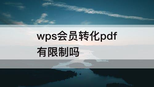 wps会员转化pdf有限制吗