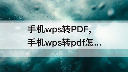 手机wps转PDF，手机wps转pdf怎么保持在一页上面