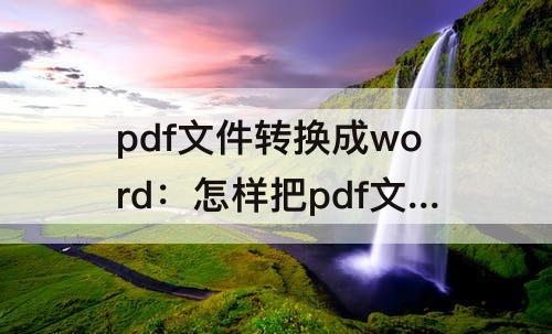 pdf文件转换成word：怎样把pdf文件转换成word文件免费