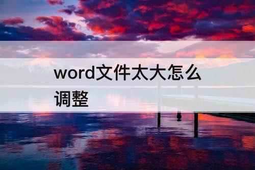 word文件太大怎么调整