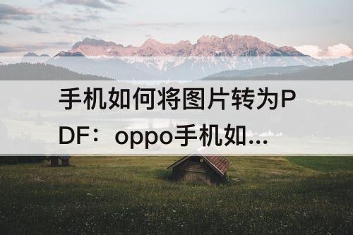 手机如何将图片转为PDF：oppo手机如何将图片转为pdf格式