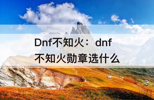 Dnf不知火：dnf不知火勋章选什么