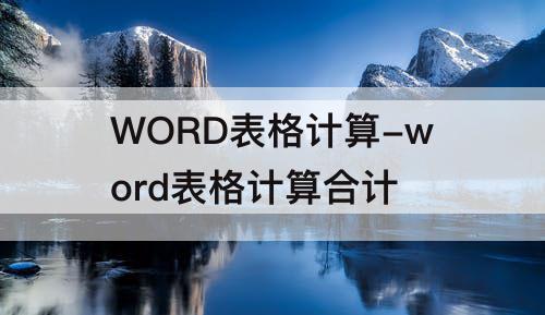 WORD表格计算-word表格计算合计