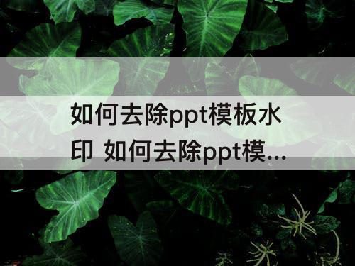 如何去除ppt模板水印 如何去除ppt模板水印图片