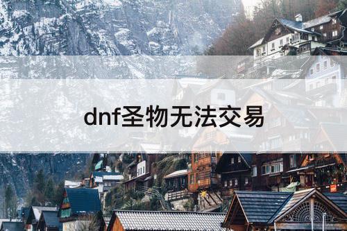 dnf圣物无法交易