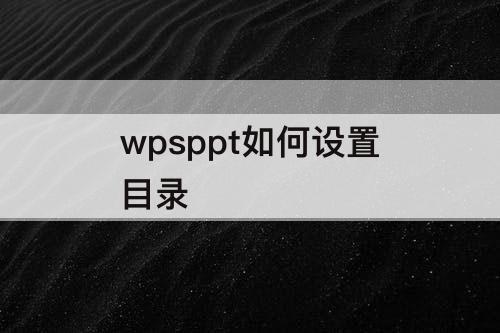 wpsppt如何设置目录