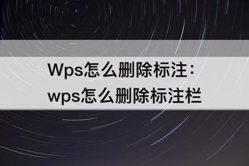 Wps怎么删除标注：wps怎么删除标注栏
