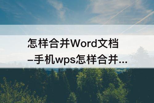 怎样合并Word文档-手机wps怎样合并word文档