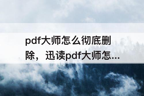 pdf大师怎么彻底删除，迅读pdf大师怎么彻底删除