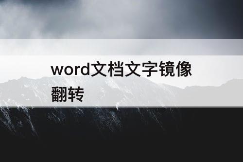 word文档文字镜像翻转