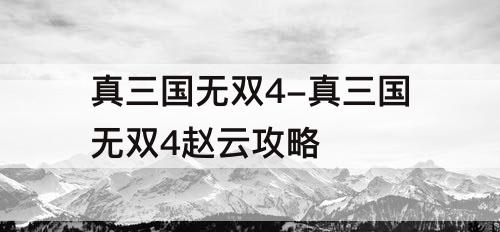 真三国无双4-真三国无双4赵云攻略