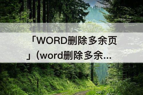 「WORD删除多余页」(word删除多余页面方法)