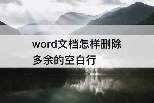 word文档怎样删除多余的空白行