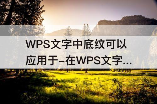 WPS文字中底纹可以应用于-在WPS文字中底纹可以应用于