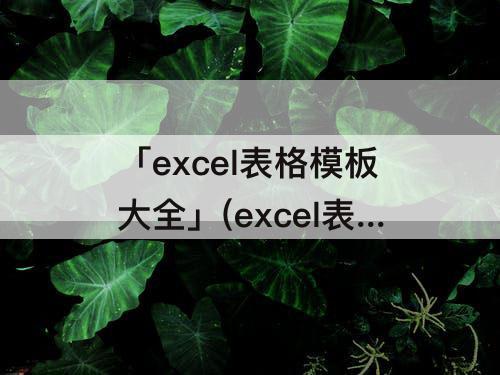 「excel表格模板大全」(excel表格模板大全百度云)