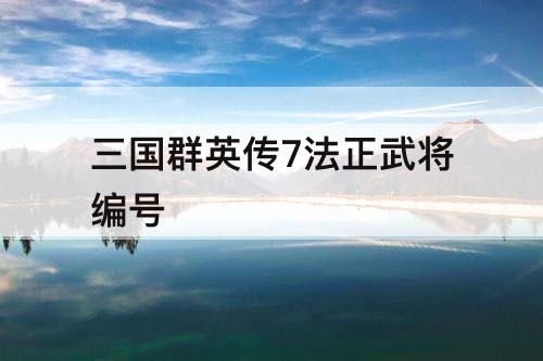 三国群英传7法正武将编号