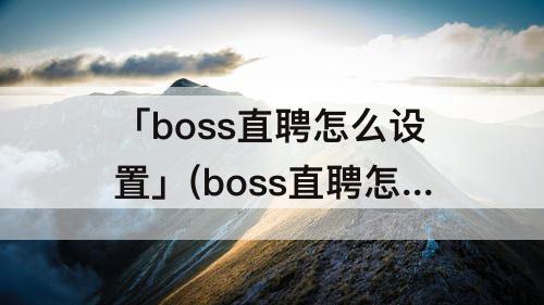 「boss直聘怎么设置」(boss直聘怎么设置隐身)