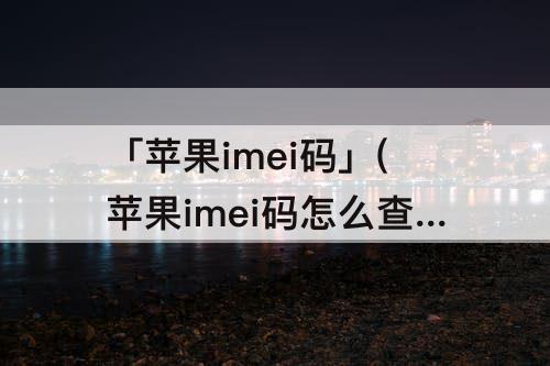 「苹果imei码」(苹果imei码怎么查)