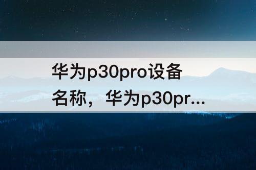 华为p30pro设备名称，华为p30pro设备名称显示