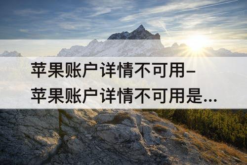 苹果账户详情不可用-苹果账户详情不可用是怎么回事怎么解除