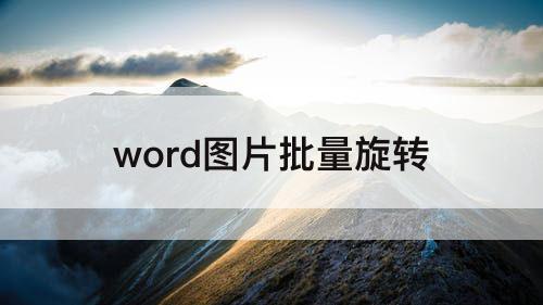 word图片批量旋转